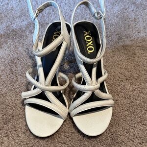 XOXO Women's Cream Strappy Heels
